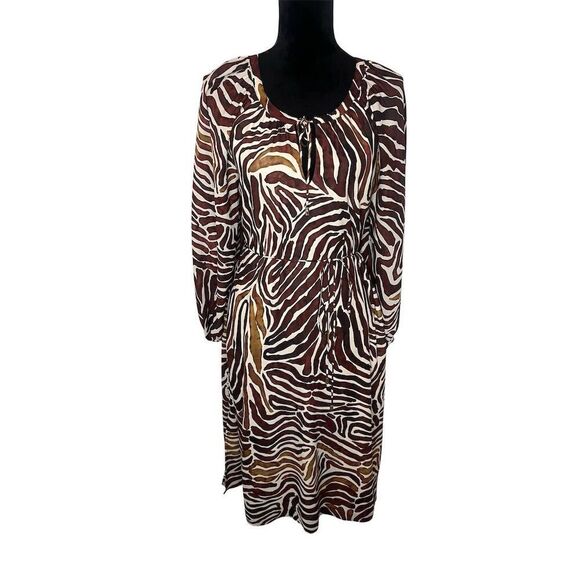 NWT TOMMY BAHAMA FUN ZEN ZEBRA PRINTED MIDI DRESS BROWN/TAN WOMENS SIZE SMALL - Picture 6 of 13